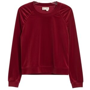 Saturday Sunday Red Velvet Pullover Top Holiday Christmas Cozy Sweater Medium